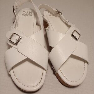 Madden NYC White Platform Wooden Heeled Girls Size 4